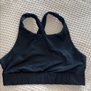 Fabletics Black Sports Bra with Racerback Design and High Neckline